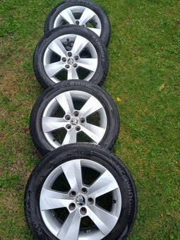 Alu 15" 5x100, Škoda + letní 185/60 r15, fabia 3 - 5