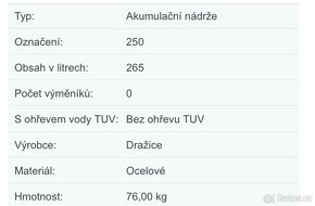 Ohřívače vody Akumulační nádrže ke kotlům Dražice 250 litrů - 5