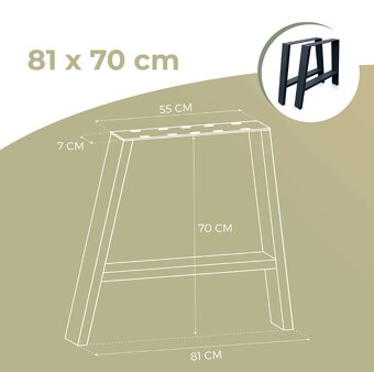 Kovové nohy na stůl ve tvaru A černé (2 ks v sadě) - 5