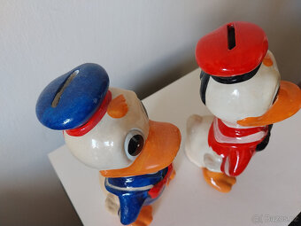 Keramická kasička Kačer Donald, 70tá léta, Thaiwan  2 ks - 5
