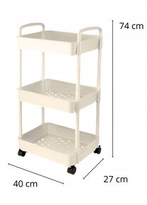 Pojízdný třípolicový regál (ecru) - 5