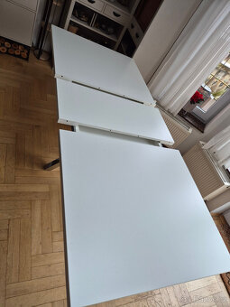 Krásný rozkládací stůl 160-200x90cm, bílý+chrom, TOP stav - 5
