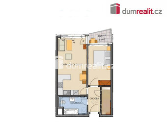 Světlý byt 2+kk/B s balkonem (54,2 m2 + 5,8 m2 balkon), 1.pa - 5