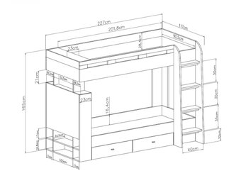 Dvoupatrová postel se zásuvkami - 5