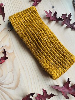 Háčkovaná čelenka - hořčicová 2. - 5