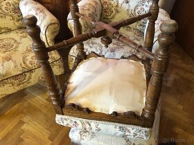 Starožitné křeslo 2 ks + taburet 2ks - 5