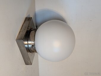 lustr z niklované mosazi, Art Deco stropnice matové stínidlo - 5