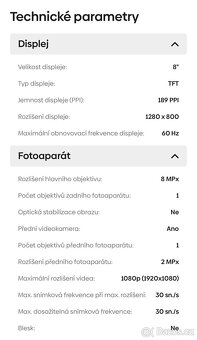 Tablet Samsung Tab 8“- stav jako nový - 5