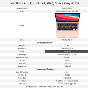 MacBook Air 13, M1, 2020 nahradní díly - 5