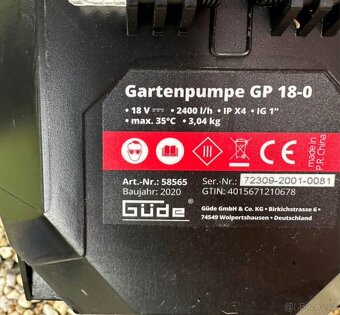 Aku čerpadlo zahradní Güde GP 18-0 - 5