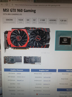 Prodám GPU MSI nVidia GTX 960 PCIx16 2GB Gaming - 5