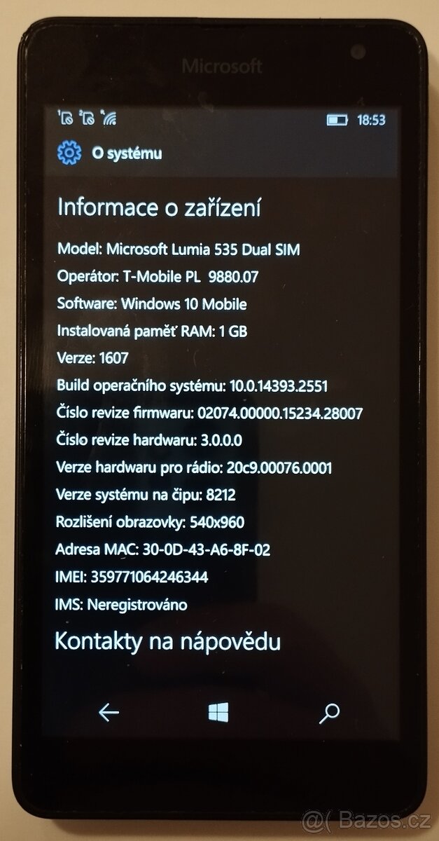 Prodám mobil Microsoft/Nokia Lumia 535 Dual SIM, stav A - 6