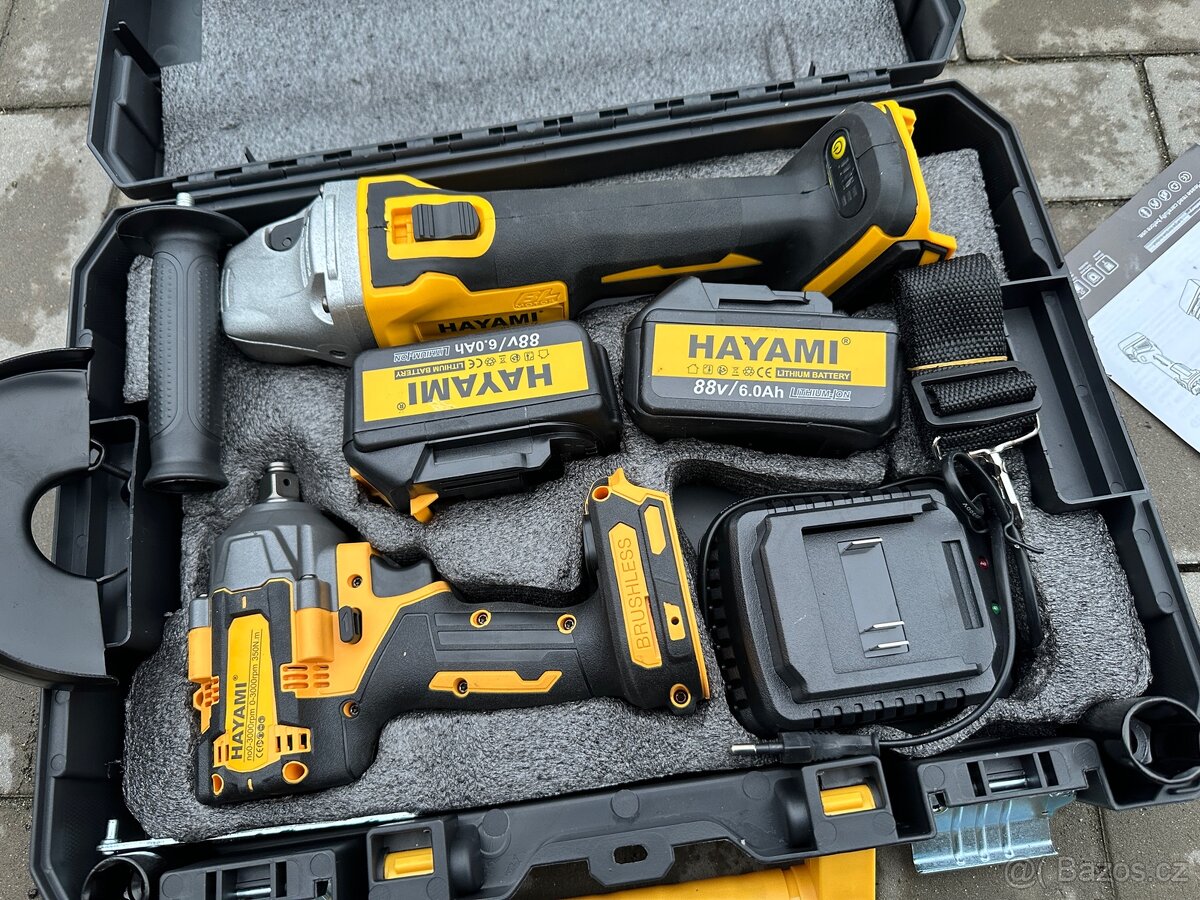 Aku utahovák + aku bruska / flexa - 2x baterie - 6