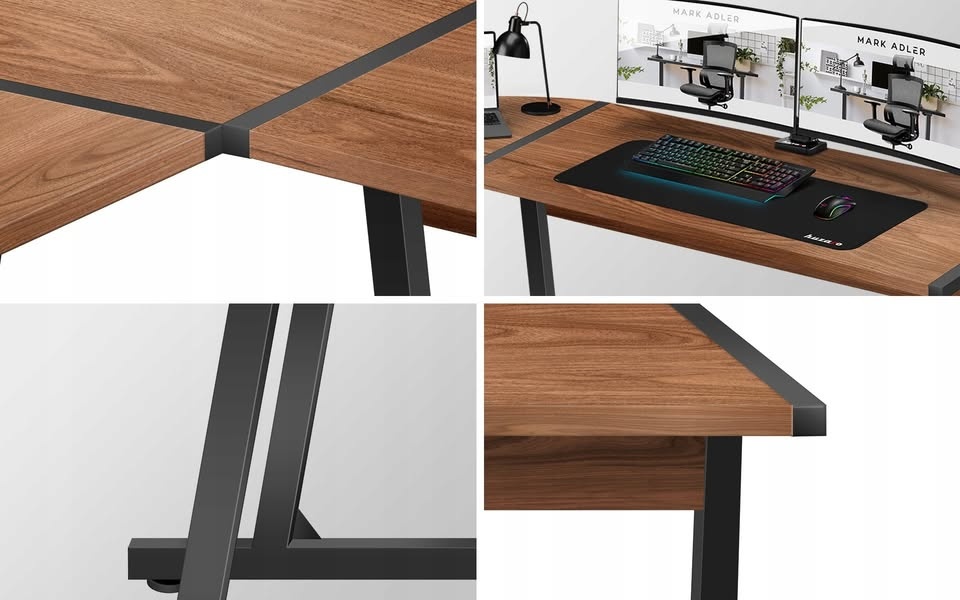 Rohový herní / kancelářský stůl (hnědý) - 6