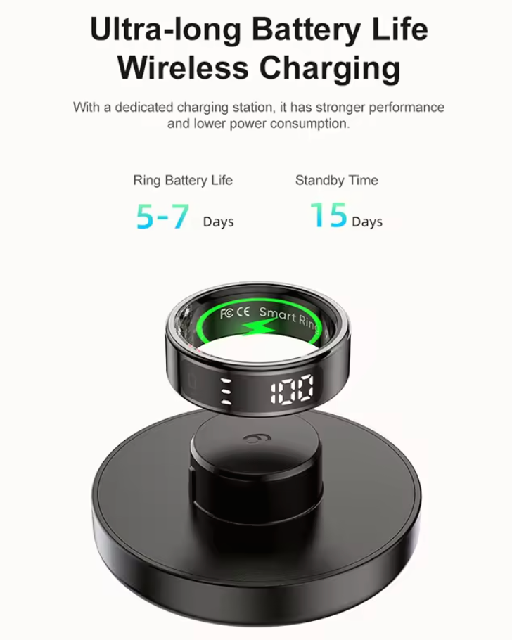 Fitness prsten s displejem a bezdrátovým nabíjením + ZÁRUKA - 6