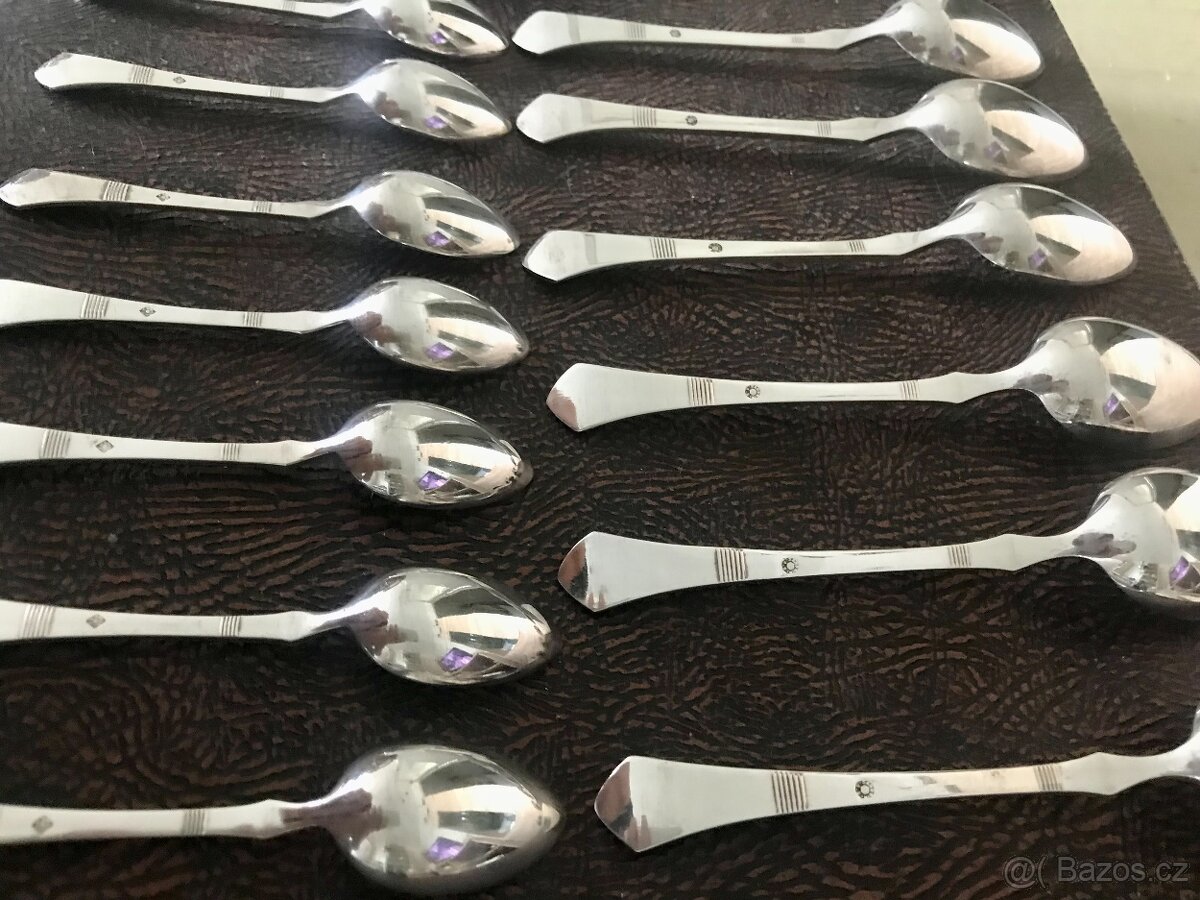 starožitné lžičky Sandrik Alpaka 13ks - 6