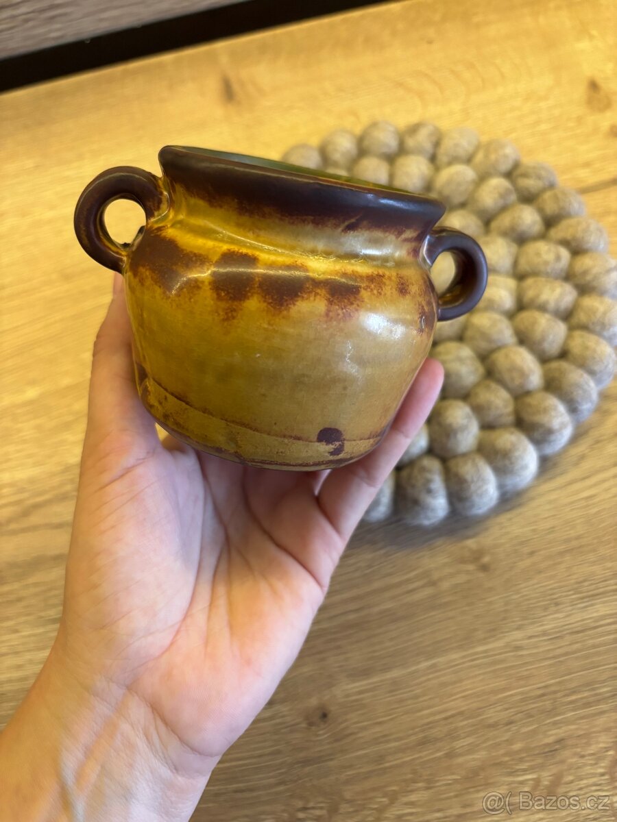 Kameninový obal na květináč Mustard/Brown 7,5 cm - 6