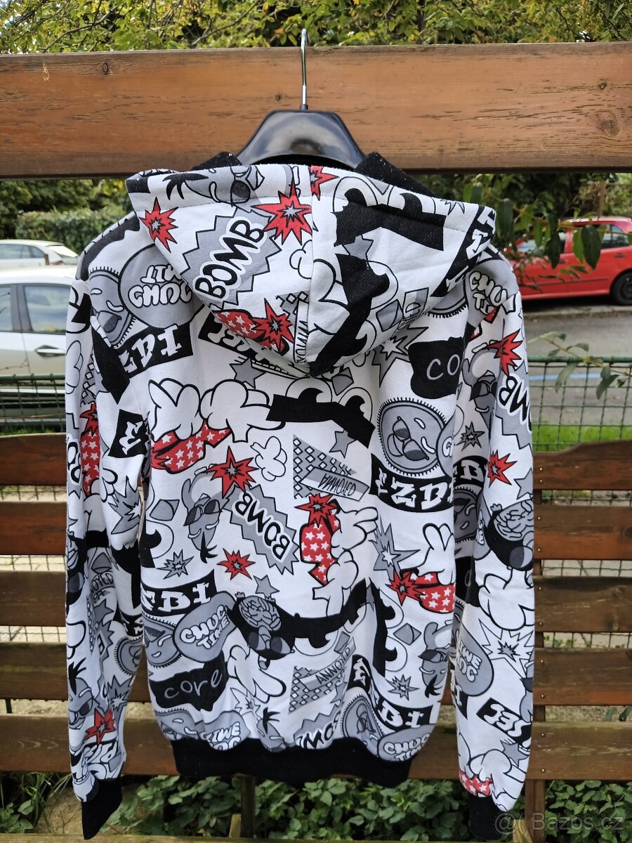 Juniorská mikina chlapecká, vel. XL, bílá-černo-červená - 6