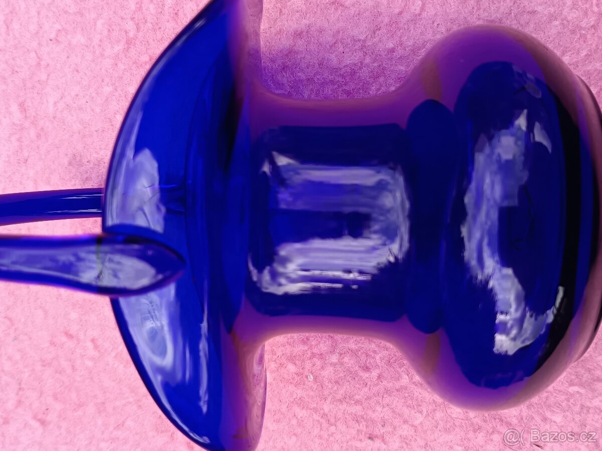 Skleněný modrý košík - 6