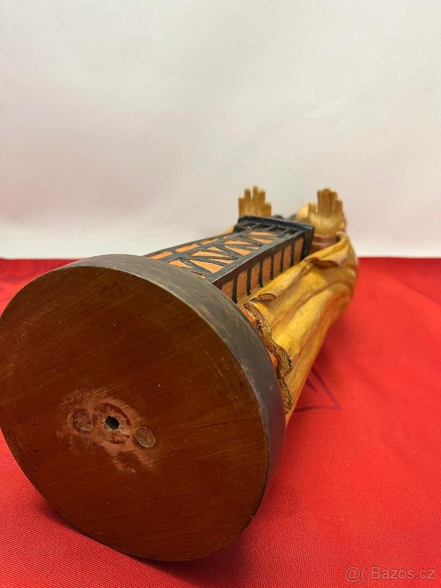 Stará, dřevěná, náboženská socha, Panna Marie - 6