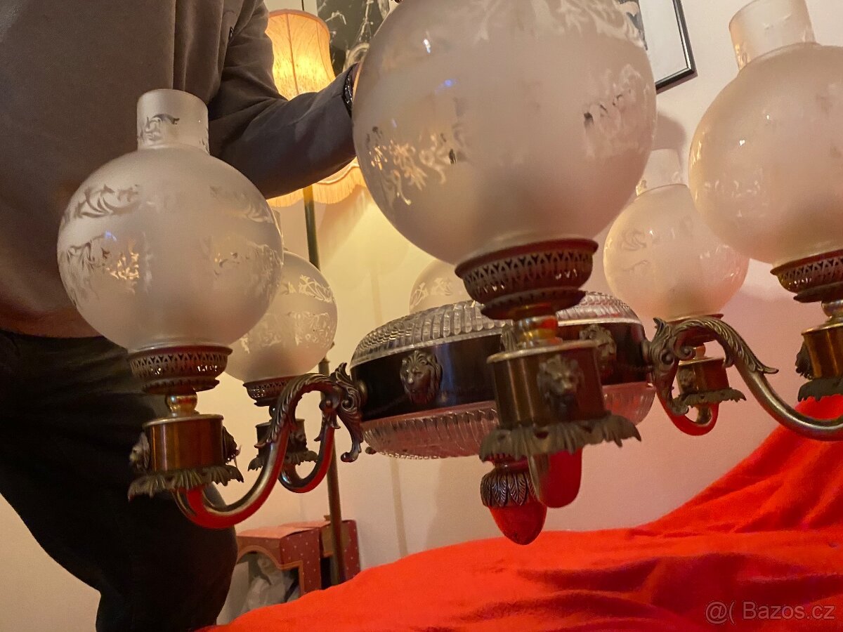 Starožitný secesní lustr Art Nouveau - 6