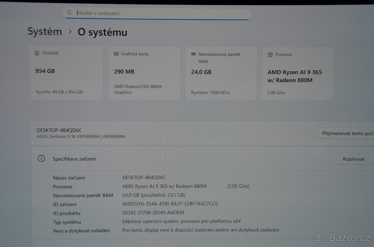 Asus Zenbook S 16 Ryzen9/24GB/SSD 1TB NVMe/Záruka - 6