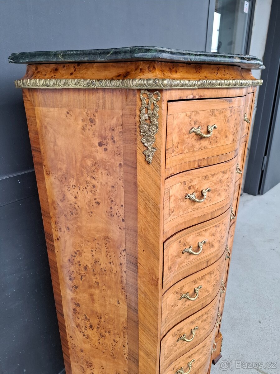 Starožitná šuplíková komoda s mramorem - 6