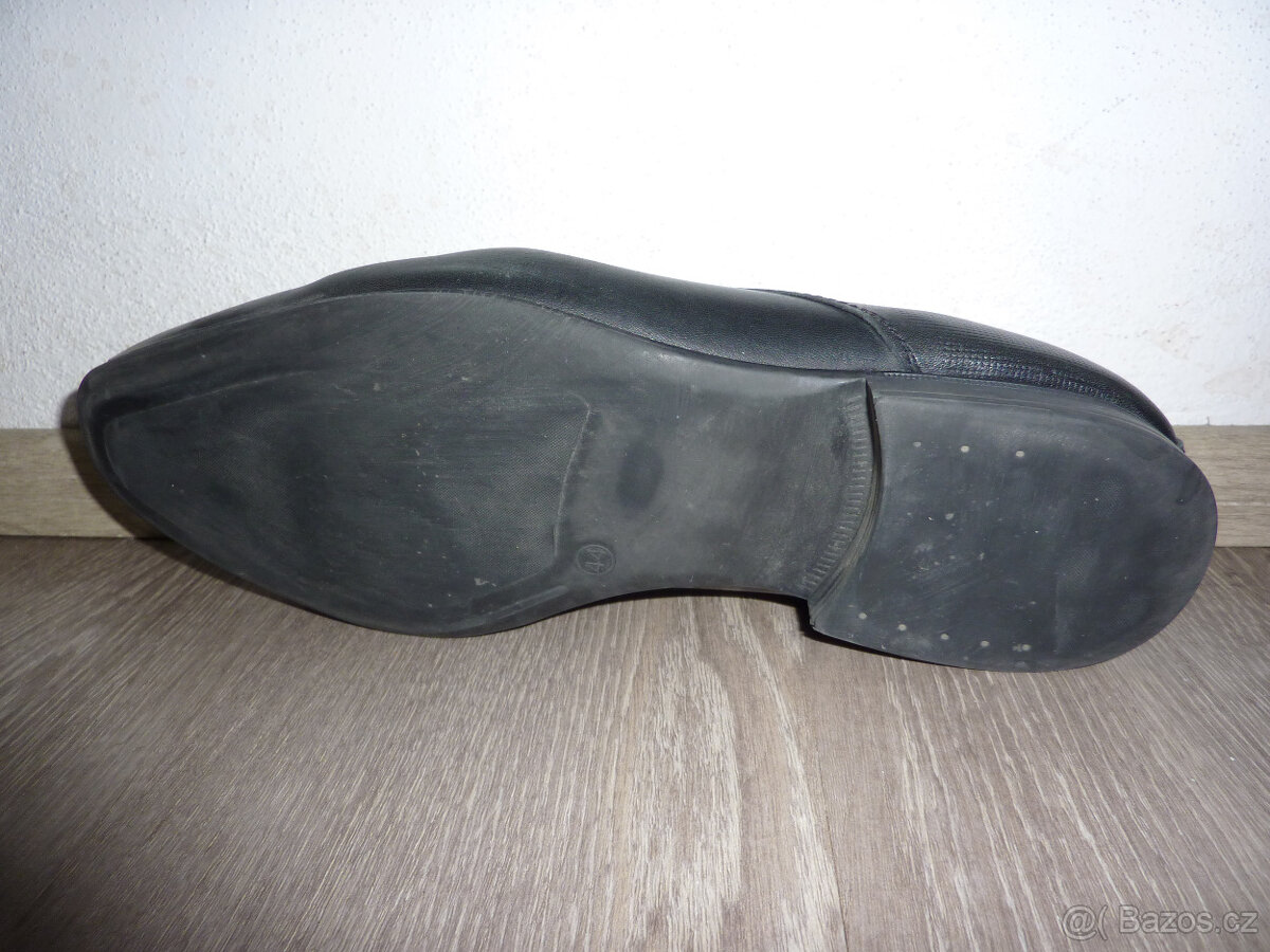 Pánské kožené černé polobotky, vel. 44, prodejce Baťa - 6