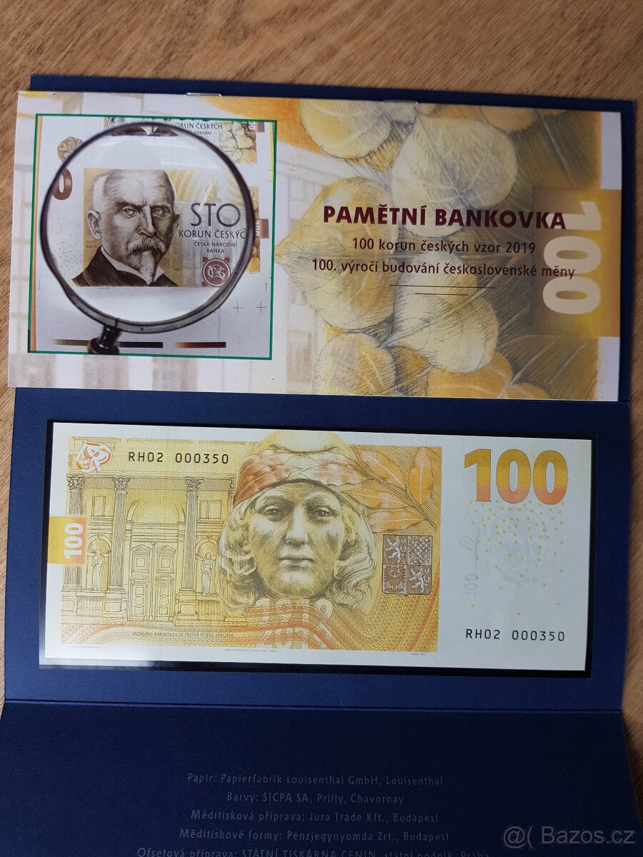 Pamětní bankovky 100Kč Alois Rašín - NÍZKÉ ČÍSLA, VÍCE KUSŮ - 6