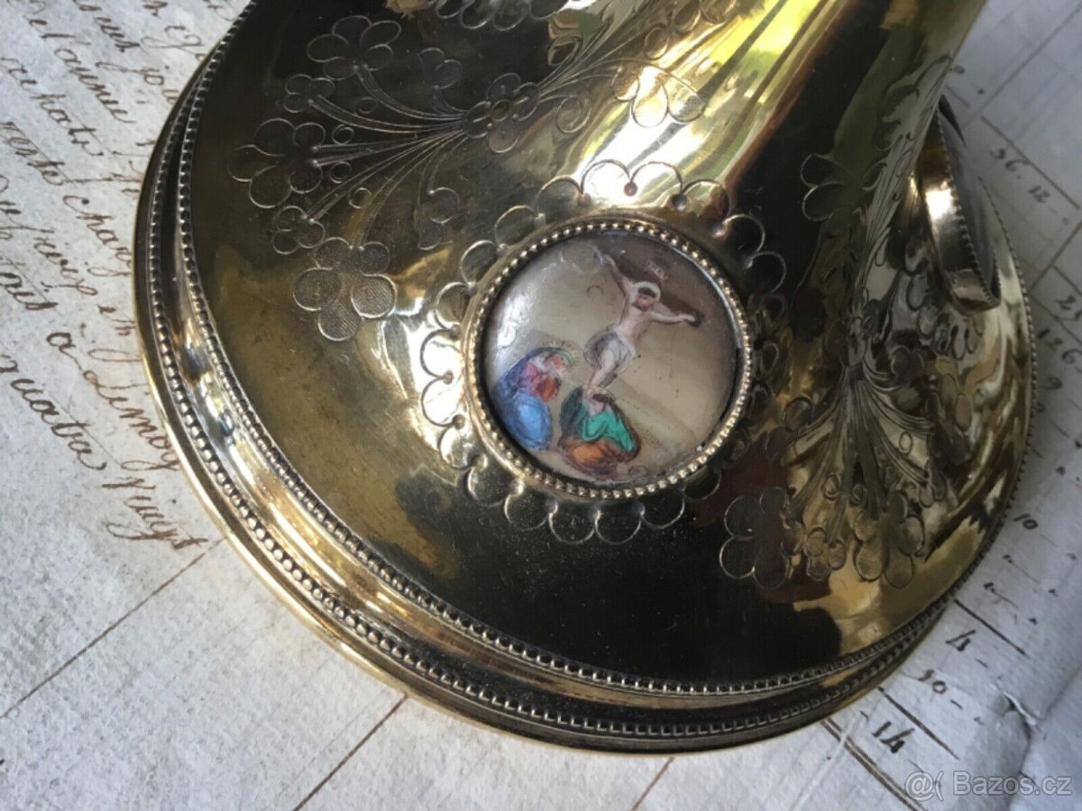 Velké starožitné francouzské kalichy z masivního stříbra, zl - 6