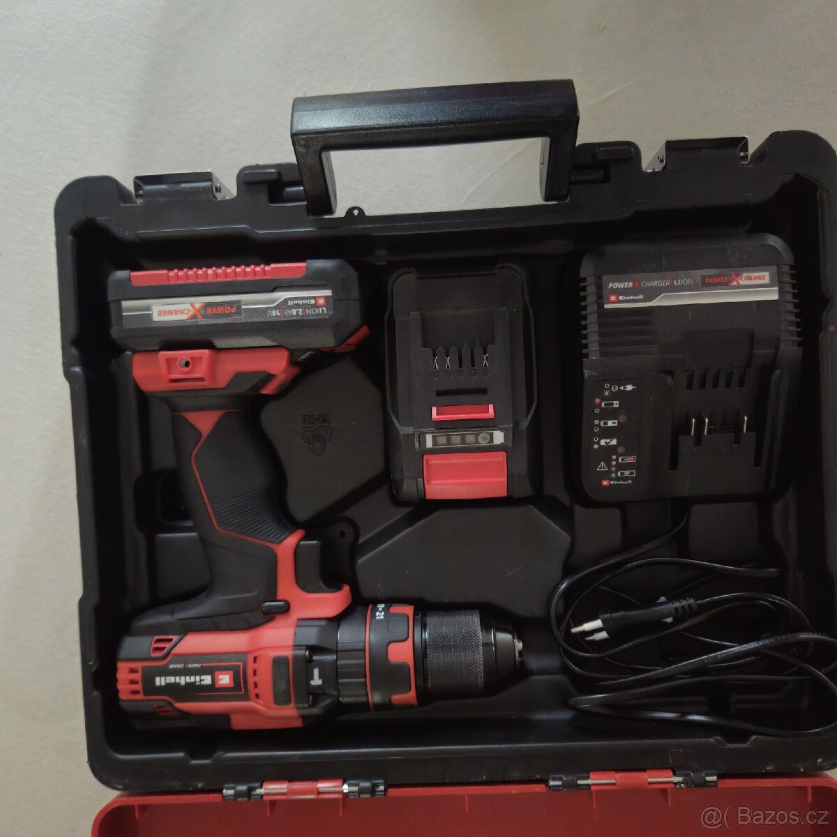 Aku vrtačka Einhell TE-CD 18/40 Li-i +64 (set), jako nová - 6