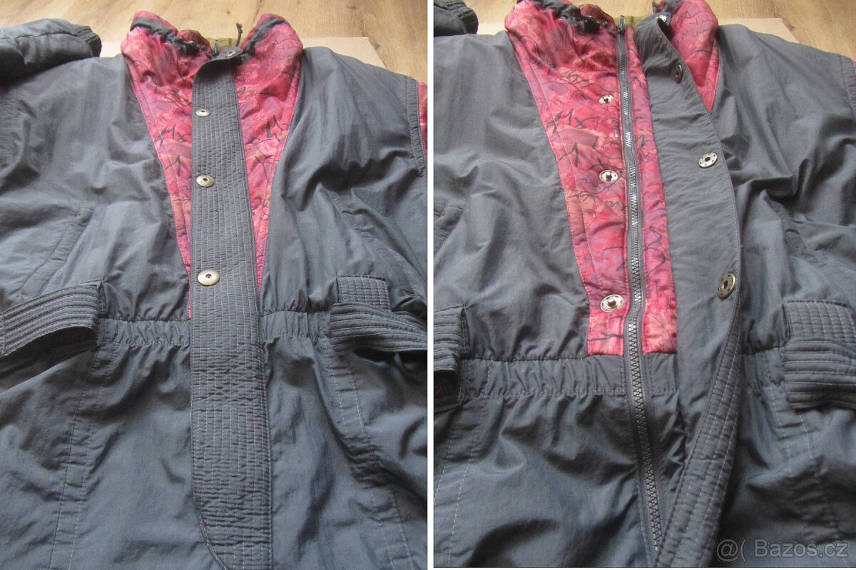 Vintage 90s šedá dámská snow kombinéza s vsadkami - 6