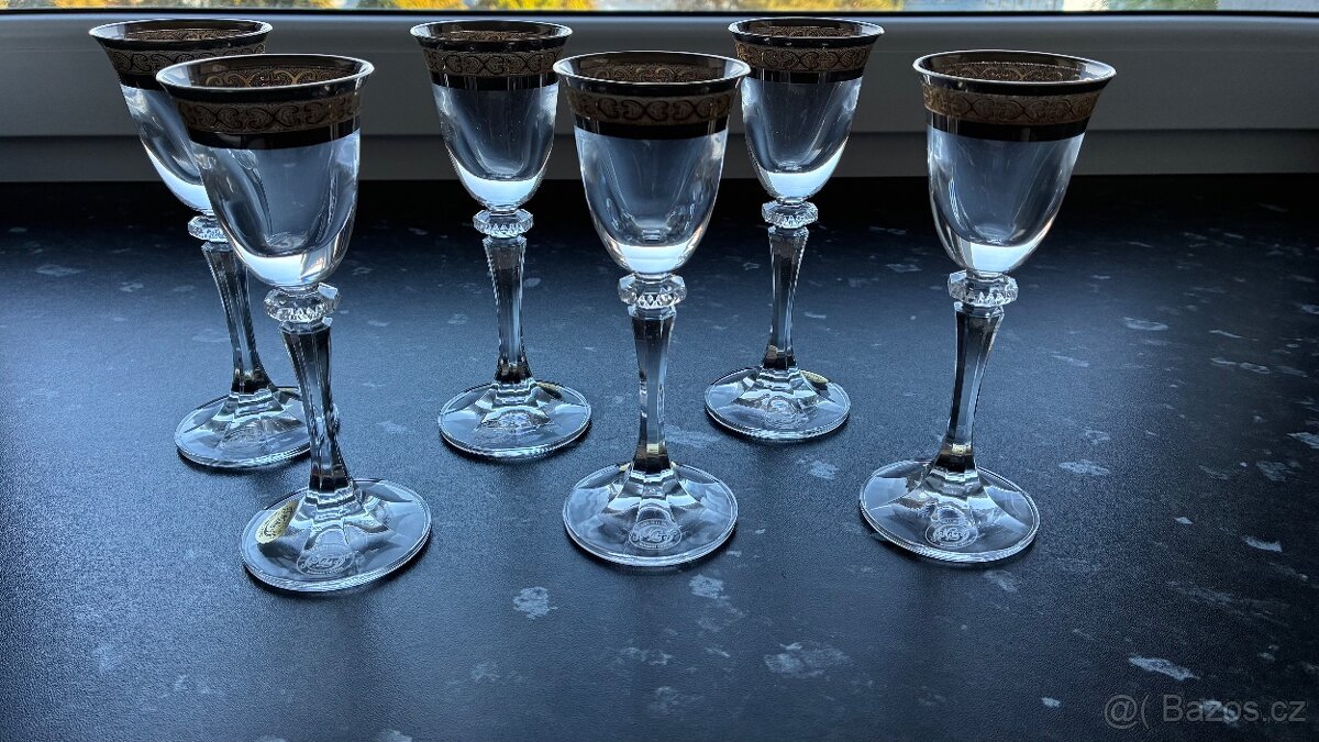 Bohemia Crystal - 6ks zlacenych sklenicek - 6