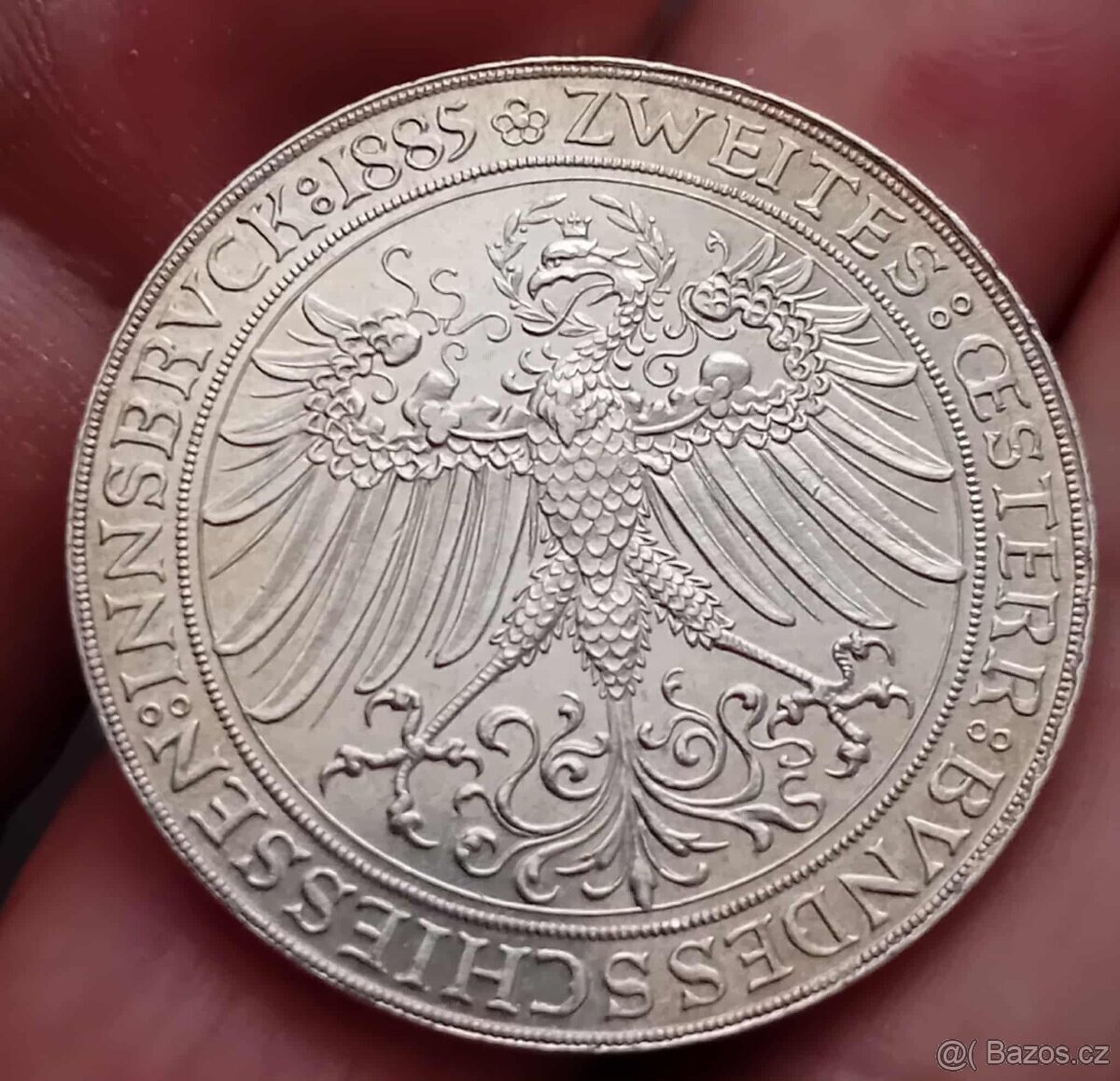 Vzácný stříbrný 2 zlatník 1885 Střelby Innsbruck - 6