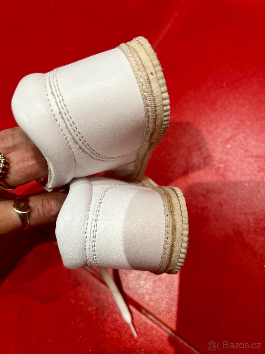 Dětské bílé kožené tenisky - 6