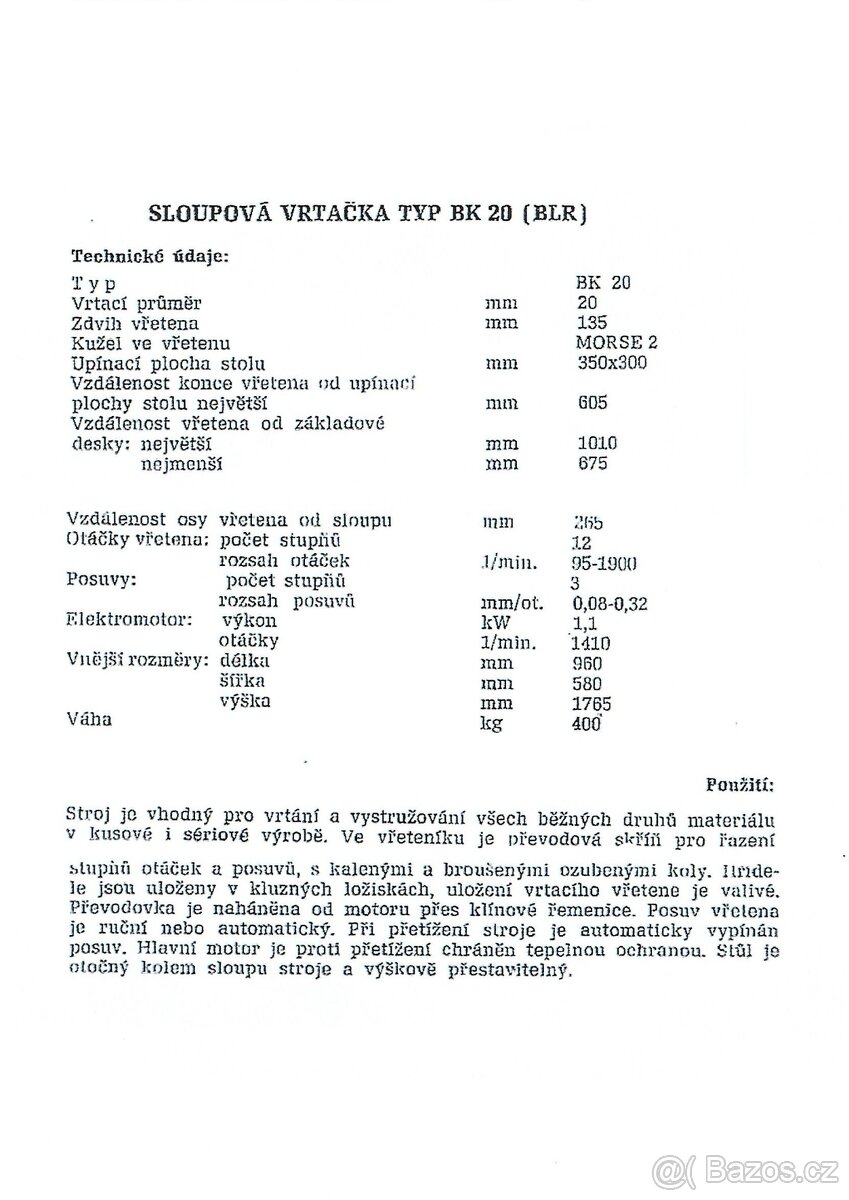 Sloupova vrtačka BK 20 - 6