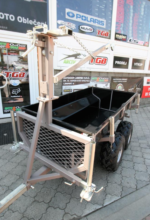 Vozík za čtyřkolku dvounápravový kovový, plechový SHARK WOOD - 6