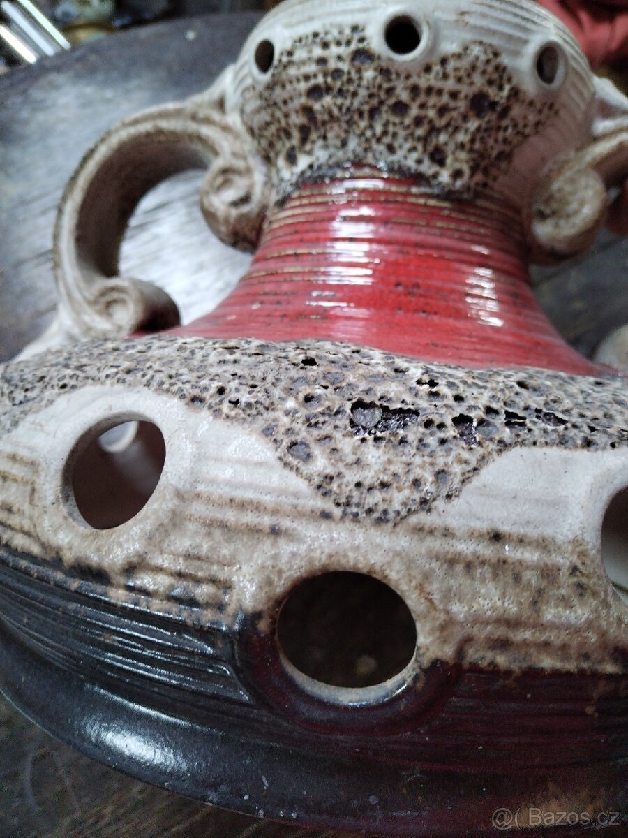 Starožitná keramická lampa, lustr - 6