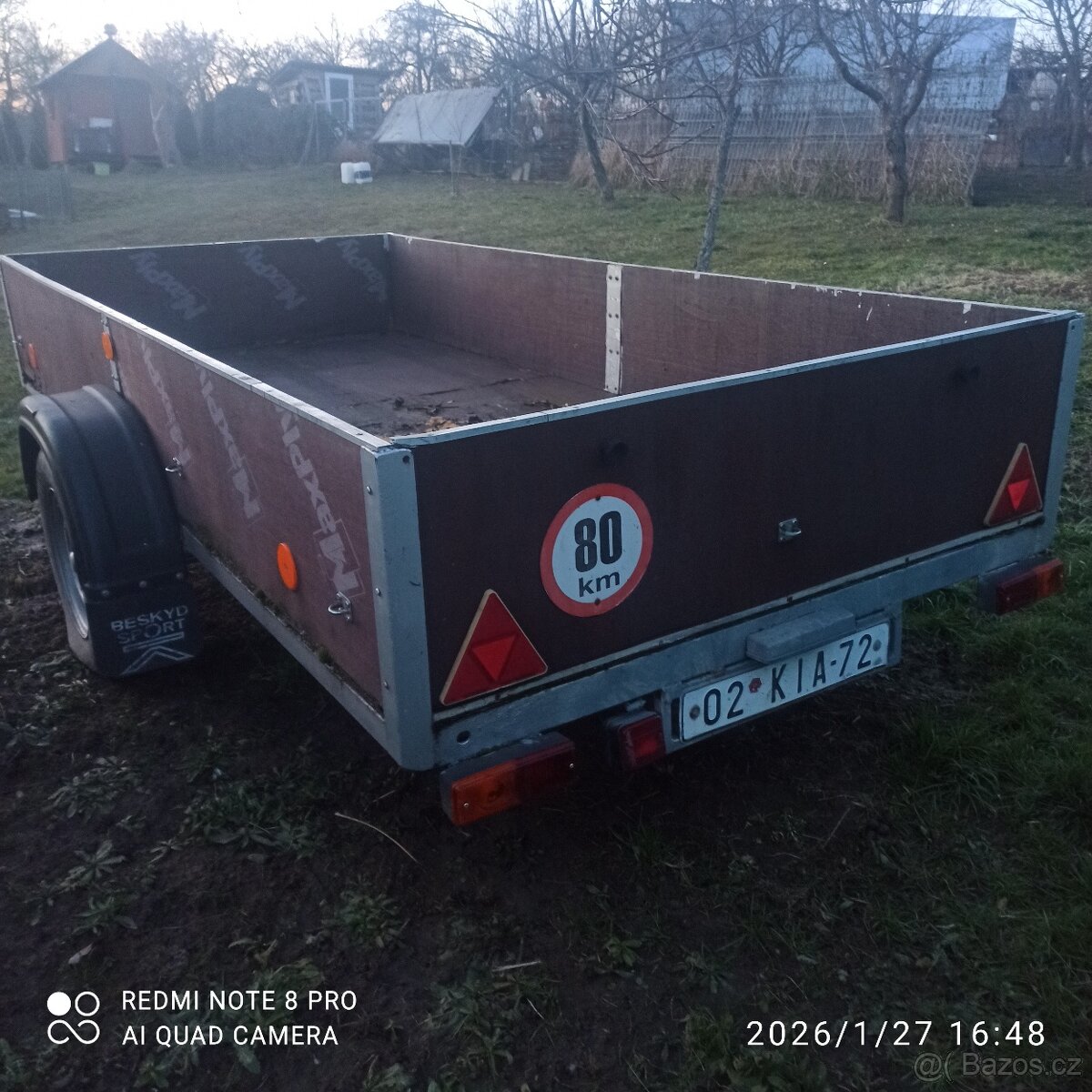 Přívěsný vozík, brzdění,1.45x3.0 m - 6