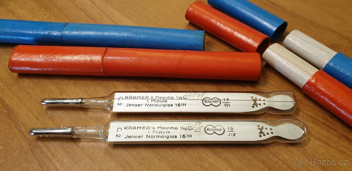 MINUTOVÝ RTUŤOVÝ TEPLOMĚR LÉKAŘSKÉ RETRO ART DECO - 6