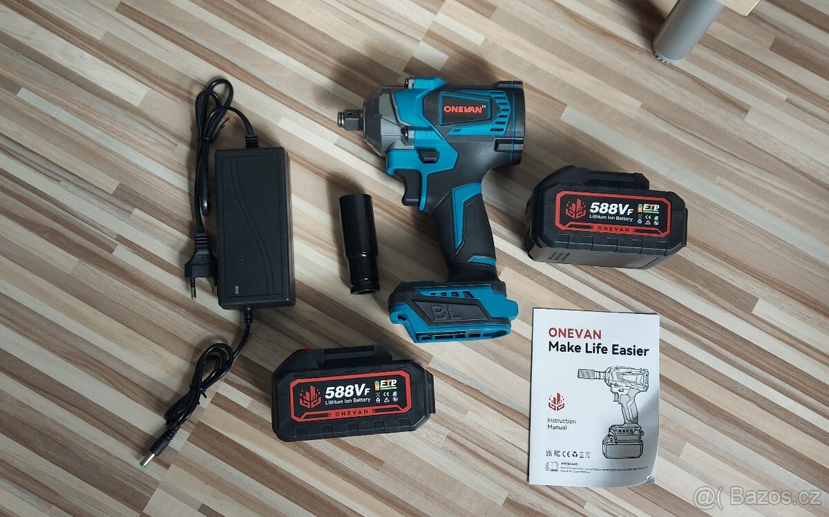 Aku Rázový utahovák+2aku(Ne Makita 18V)+nabíječka, nové. - 6