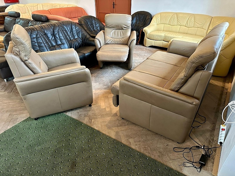 729 Kožená sedací souprava sedačka 3+1+1 s el. polohováním - 6