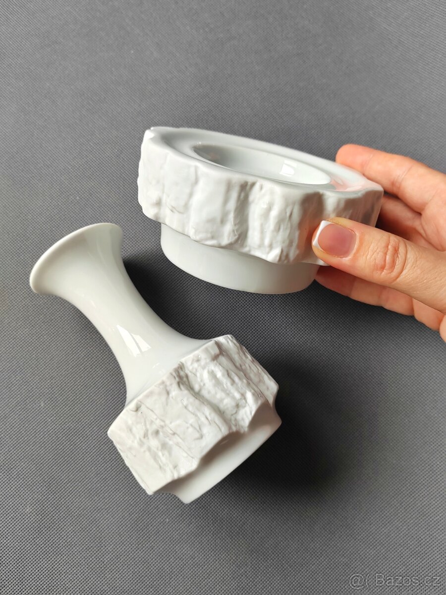 Sada neobvyklého porcelánu svícen+váza Bareuther Waldsassen - 6
