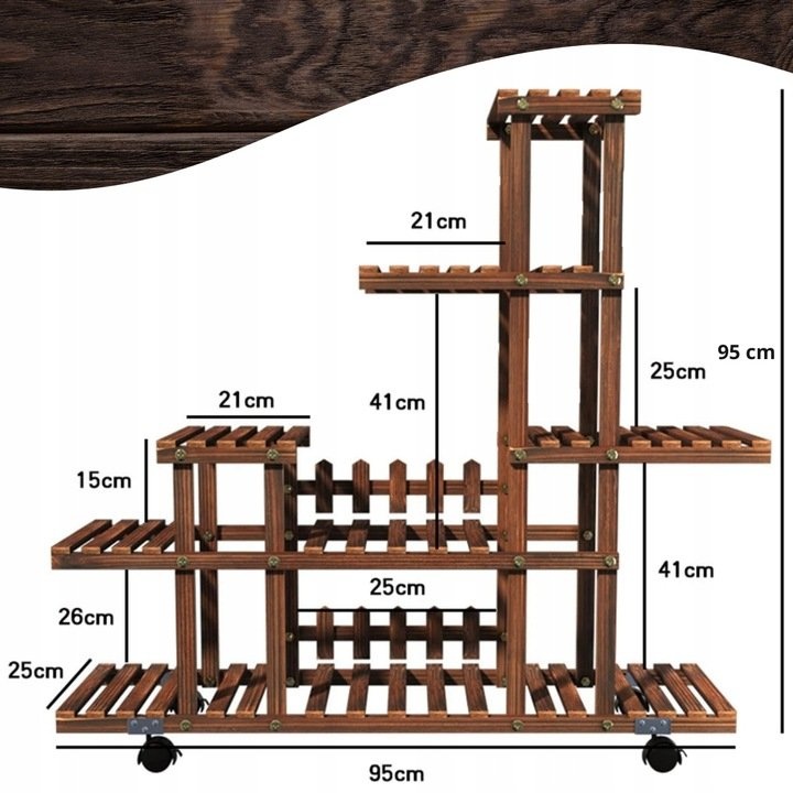 Veliký víceúrovňový pojízdný stojan na květiny - 6