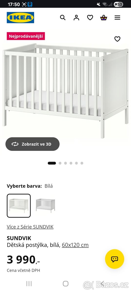 Přebalovací pult ikea,dětská postýlka ikea - 6