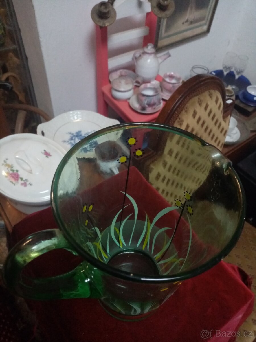 Starožitný skleněný pivní džbán - 6