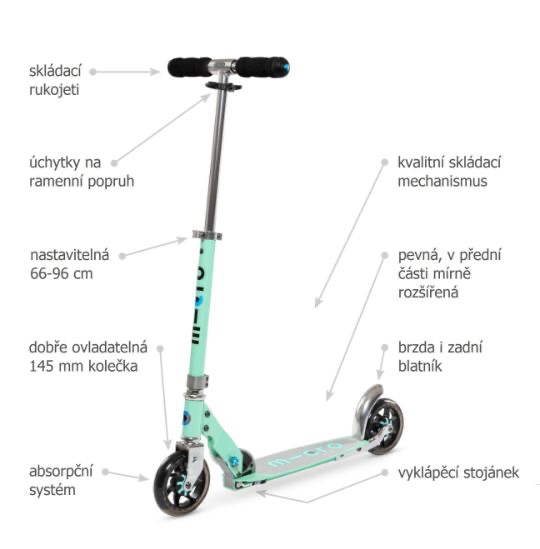 Kolobězka Micro Speed+ barva Mint - 6