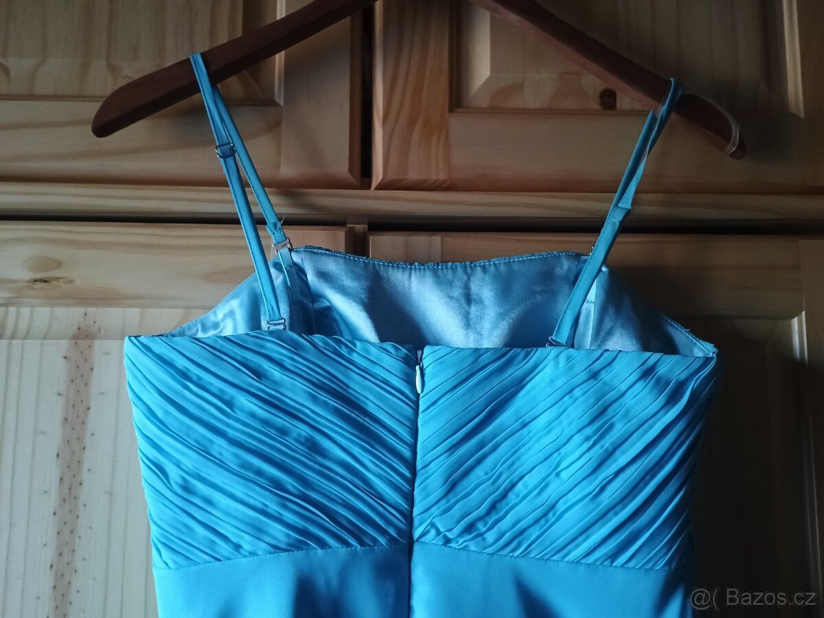 Krásné tyrkysové šaty na ples či do tanečních, velikost 38 - 6