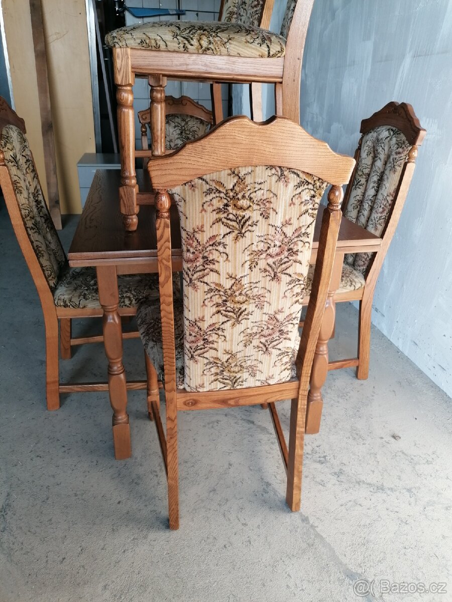 6 x rustikální židle a rozkládací stůl - 6