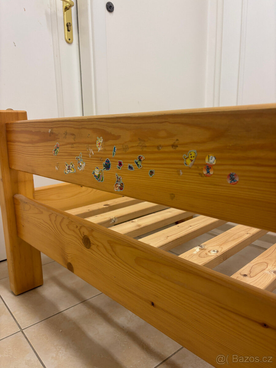 Dřevěná postel, 90×200 cm + 2 šuplíky - 6